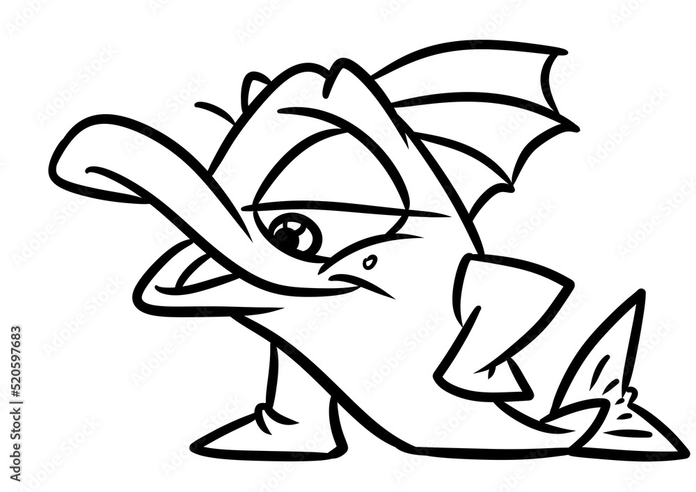 Animal blue fish rest pose character cartoon illustration coloring page Animal blue fish rest pose character cartoon illustration coloring page