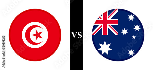 the concept of tunisia vs australia. flags of tunisian and australian. vector illustration photo
