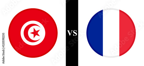 the concept of tunisia vs france. flags of tunisian and french. vector illustration