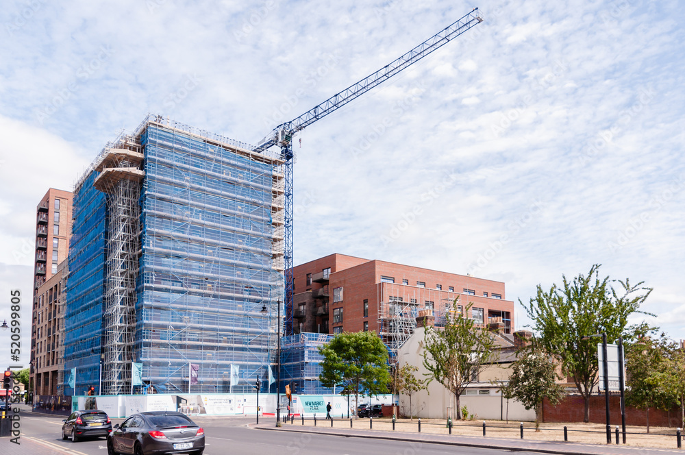 New Developments New Market Apartments has been built on the former history East Ham Market Hall in East Ham, Newham, London, England, June 25, 2022 New Developments New Market Apartments has been built on the former history East Ham Market Hall in East Ham, Newham, London, England, June 25, 2022
