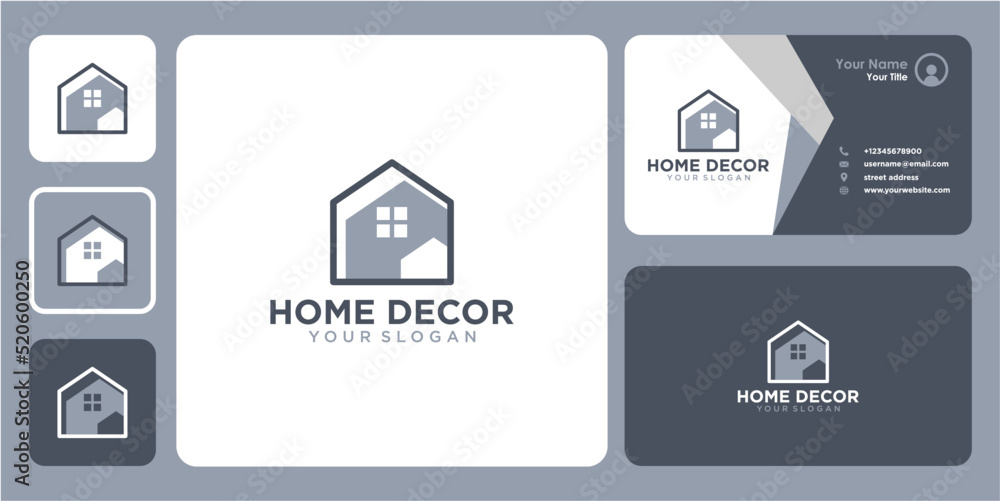 Fototapeta premium decoration logo design with home and business card