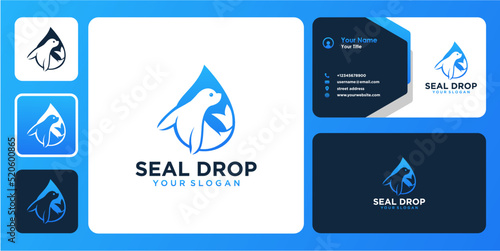 seal logo design with drop and business card
