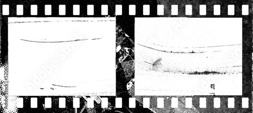 Grunge Filmstrip Border Frame . Film frame photo strip. Camera roll vintage design .Photo Album. Grunge effect .Vector