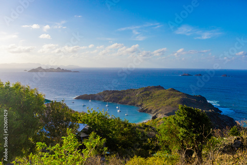 Hilltop view of Eastern Caribbean Sea and edges of St. Barths island, Saint Barthelemy, Caribbean photo