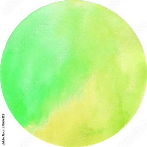 Round watercolor stain on white background, with overflow gradients of violet and blue. Smears of paints