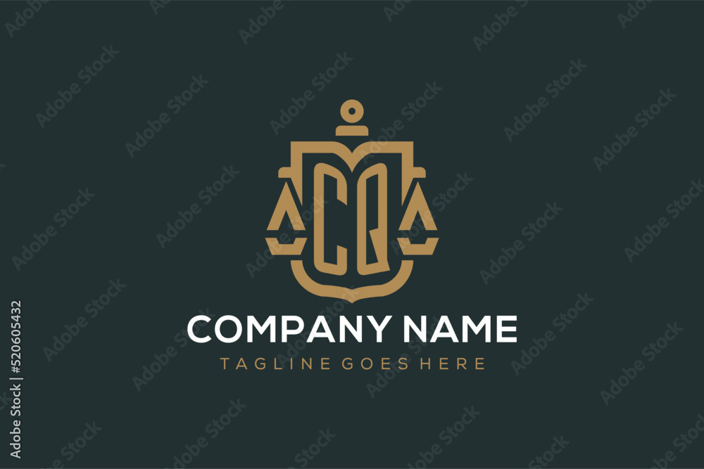 Initial CQ logo for law firm with luxury modern scale and shield icon ...