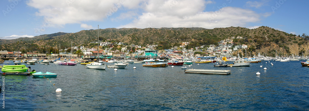 A Panorama of Avalon Harbor, Catalina, California, with Pleasure Boats at Anchor in their Mooring