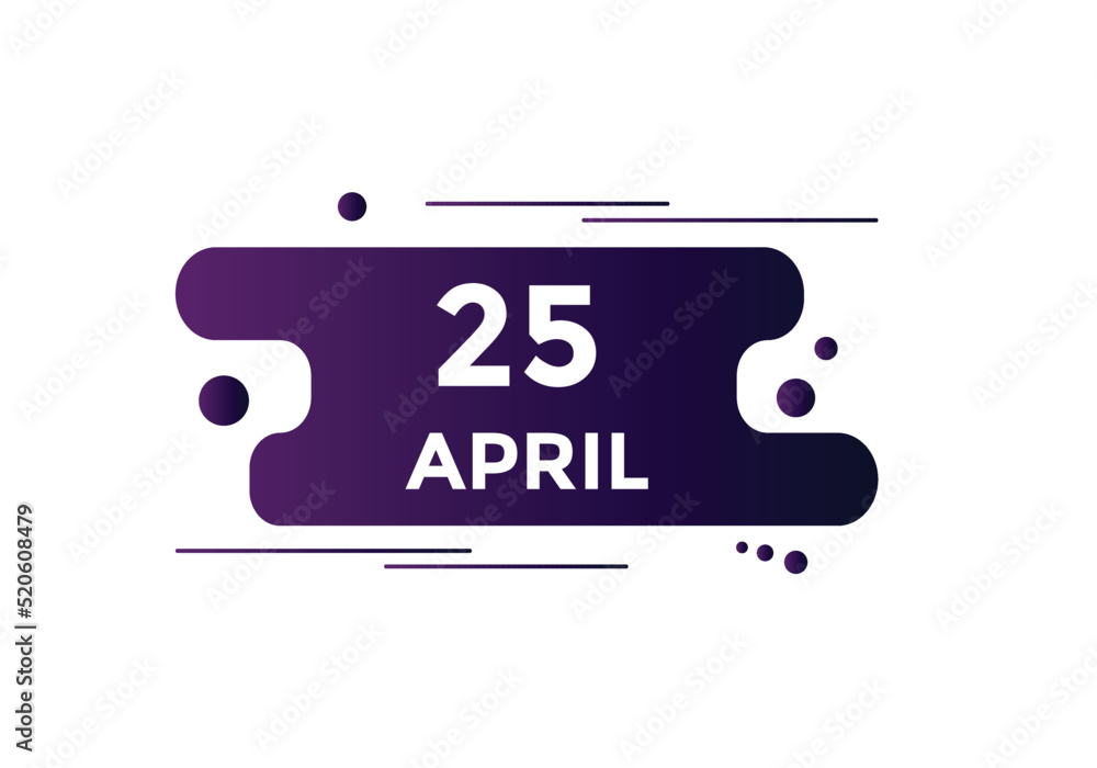 April 25 calendar reminder. 25th April daily calendar icon template. Vector illustration
April 25 calendar reminder. 25th April daily calendar icon template. Vector illustration