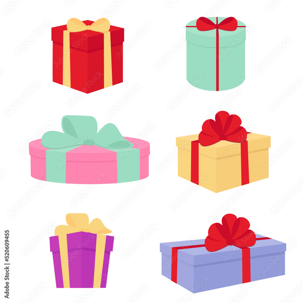 A set of different holiday gifts. Vector illustration. A set of different holiday gifts. Vector illustration.