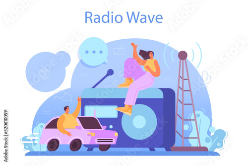 Radio host concept. Idea of music broadcasting in the studio