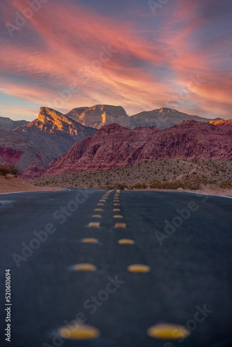 Photography Vertical shot of NV Red Rock Canyon National Conservation Area at sunset, Las Ve