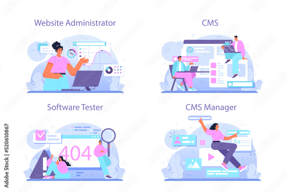 Web administrator set. Content management system management Web administrator set. Content management system management