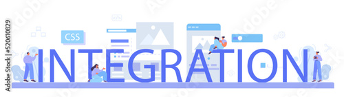 Integration typographic header. Website layout converting and integrating