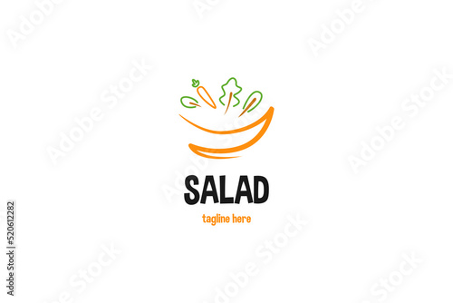 Flat fresh organic salad logo design vector illustration idea
