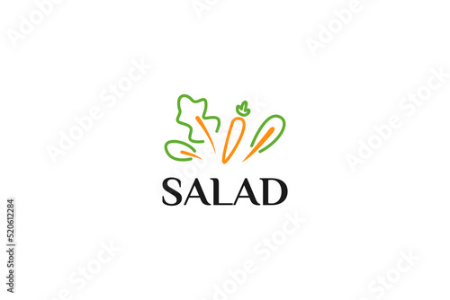 Flat fresh organic salad logo design vector illustration idea