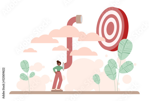 Target concept. Ambitious characters aiming in target and shooting