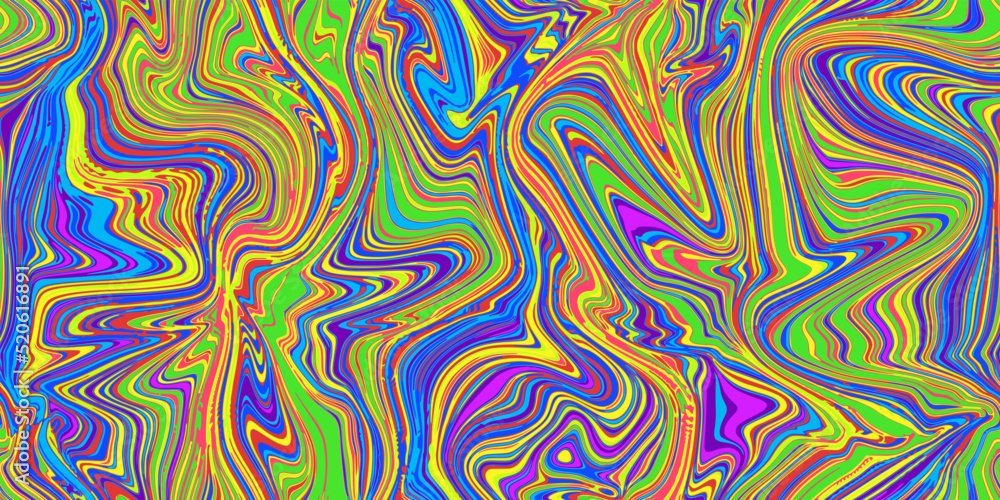 Crazy psychedelic seamless marble pattern with hallucination swirls. Vector liquid acrylic texture. Flow art. 70s textile background. Tie dye simple artistic effect. Groovy design Crazy psychedelic seamless marble pattern with hallucination swirls. Vector liquid acrylic texture. Flow art. 70s textile background. Tie dye simple artistic effect. Groovy design