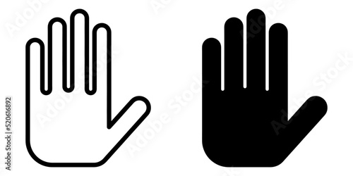 ofvs41 OutlineFilledVectorSign ofvs - hand vector icon . isolated transparent . human stop hand silhouette . black outline and filled version . AI 10 / EPS 10 . g11349