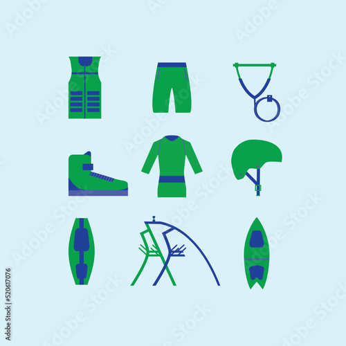 wakeboarding sports icons design with helmet rope and more vector illustration