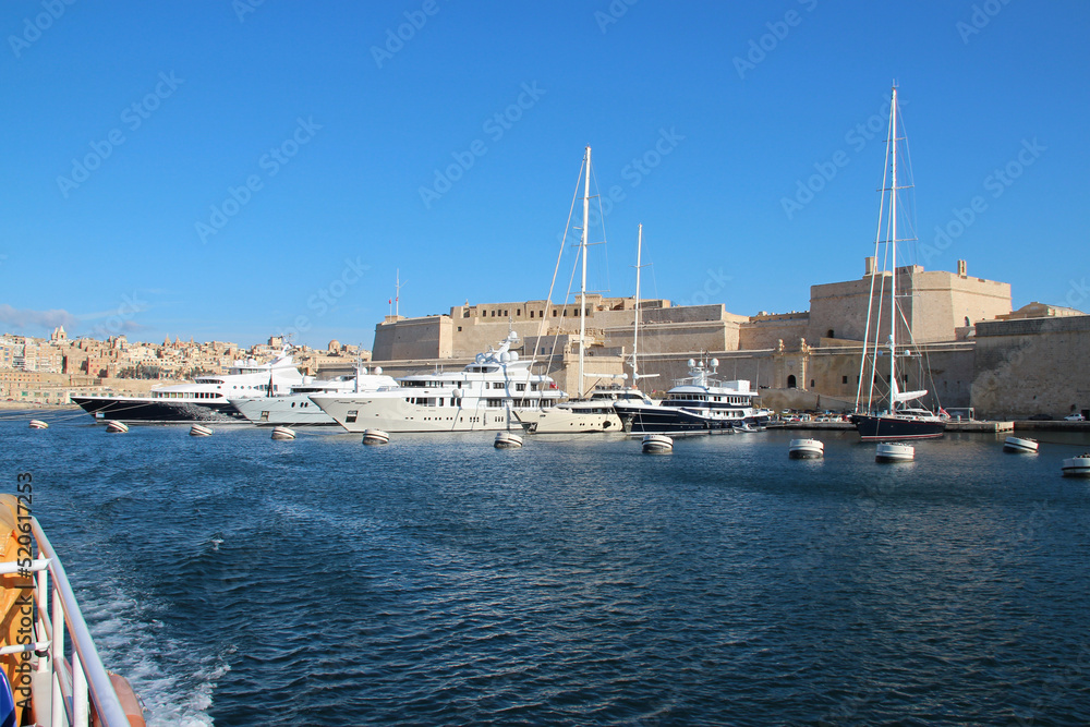 saint angel fort and marina in vittoriosa (malta)