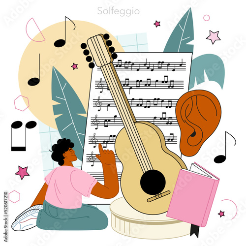 Music school or course. Students learn to play music. Young musician