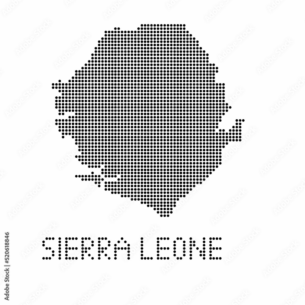 Sierra Leone map with grunge texture in dot style. Abstract vector illustration of a country map with halftone effect for infographic. 