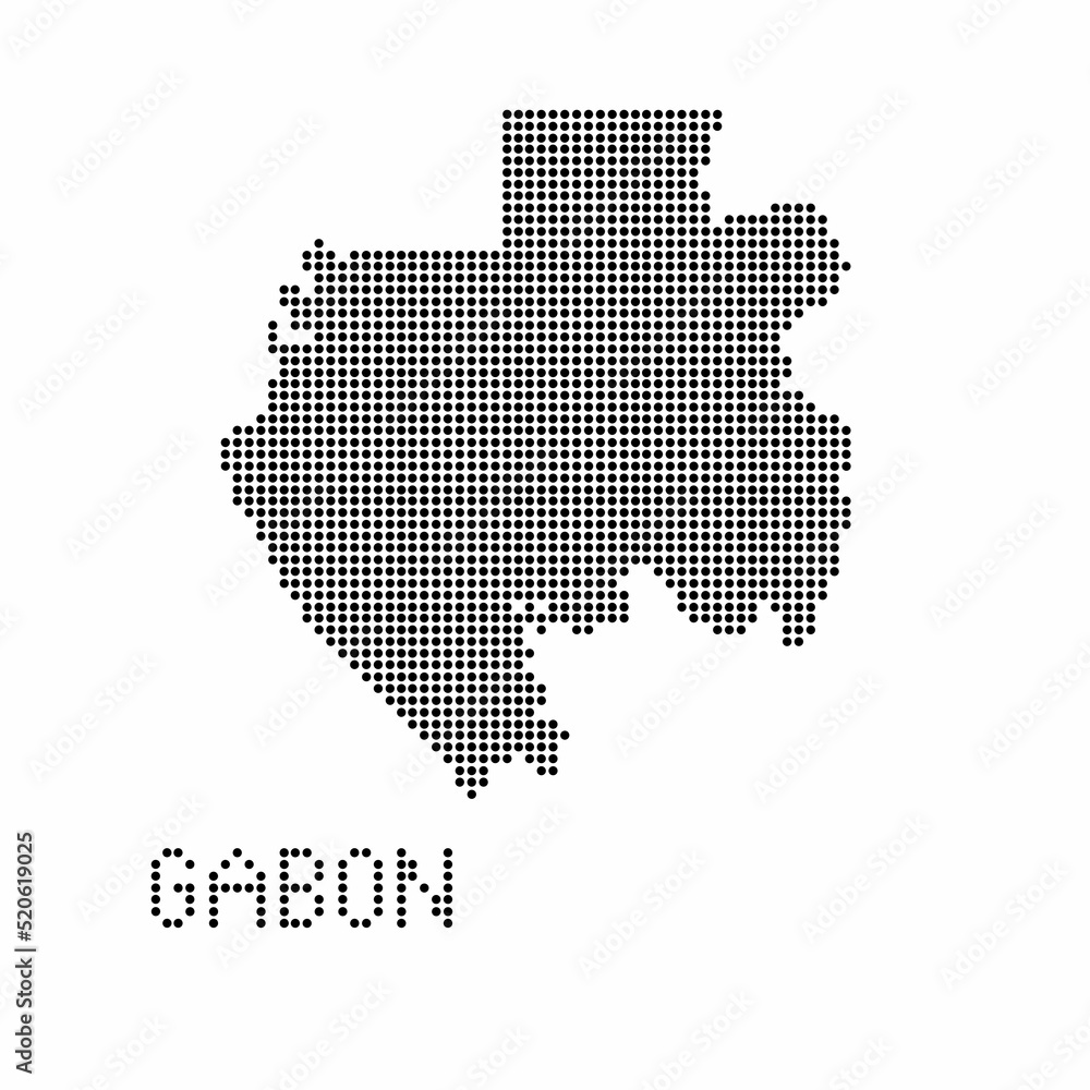 Gabon map with grunge texture in dot style. Abstract vector illustration of a country map with halftone effect for infographic. 