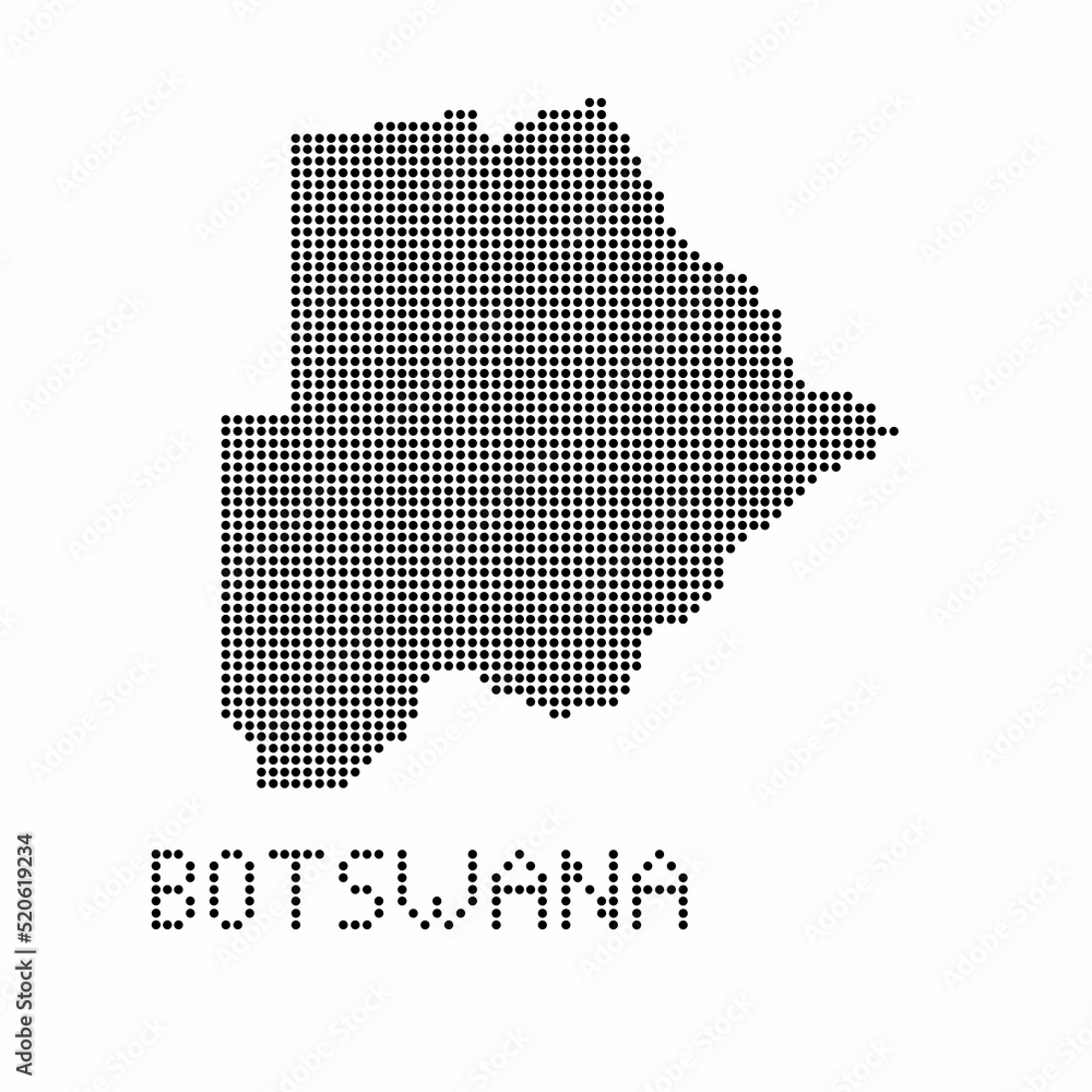 Botswana map with grunge texture in dot style. Abstract vector illustration of a country map with halftone effect for infographic. 