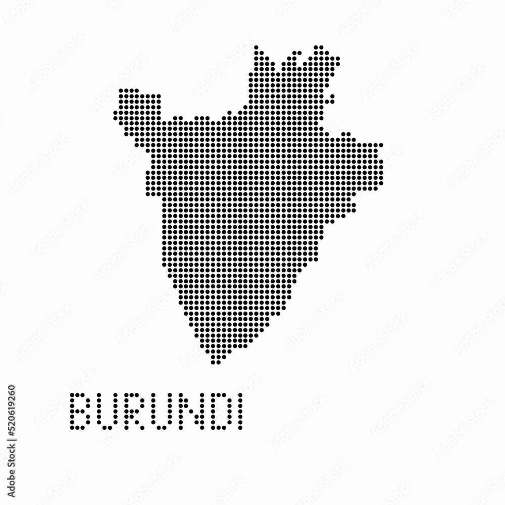 Burundi map with grunge texture in dot style. Abstract vector illustration of a country map with halftone effect for infographic. 