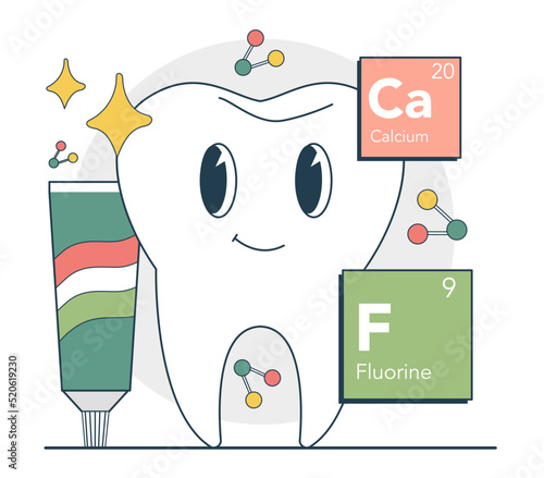 Healthy strong tooth. Calcium and fluor protection. Dental care