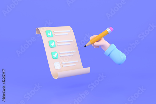 check list with businessman hands holding pencil, clipboard, check mark isolated