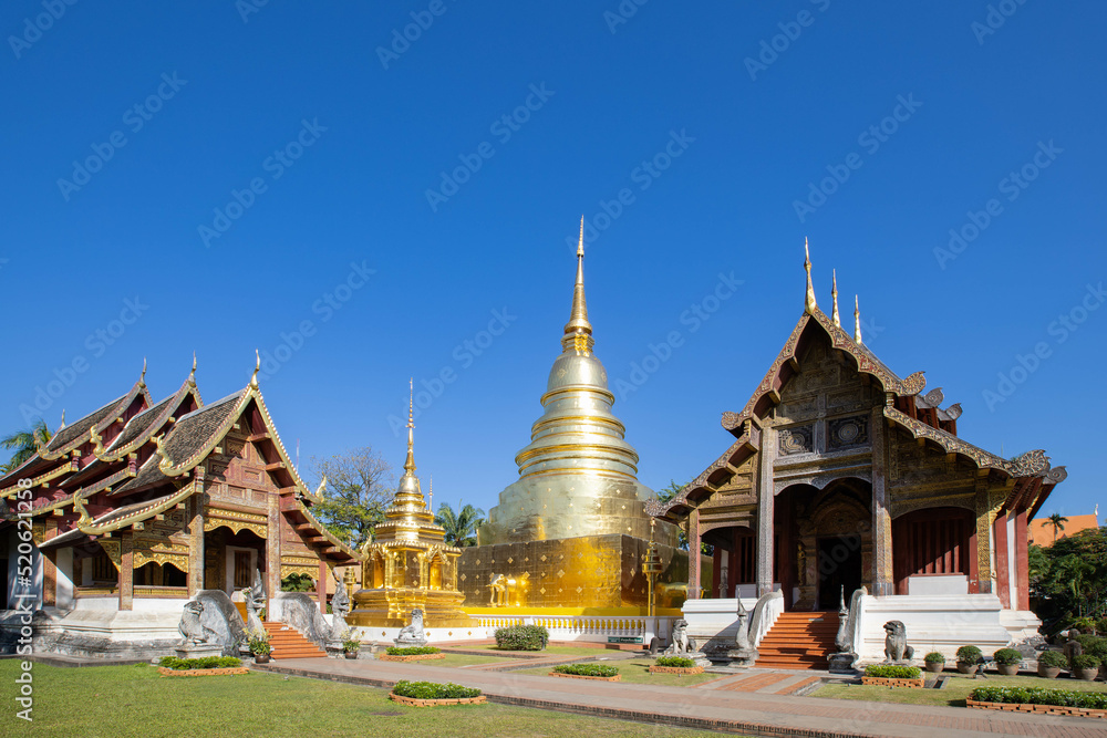 Wat Pra Sing temple, the destination landmark historical temple in Chiangmai Province, Northern of Thailand