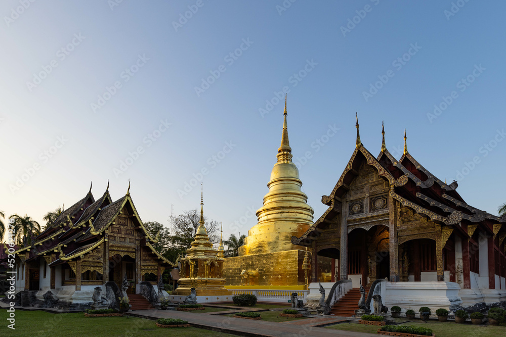 Wat Pra Sing temple, the destination landmark historical temple in Chiangmai Province, Northern of Thailand.