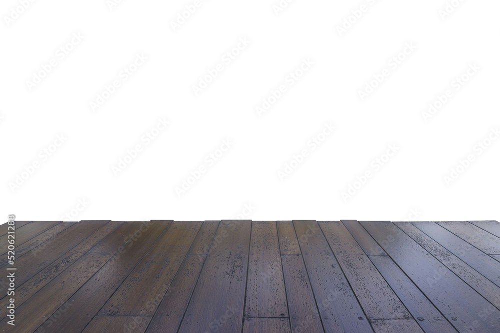 Wooden deck floor on white background