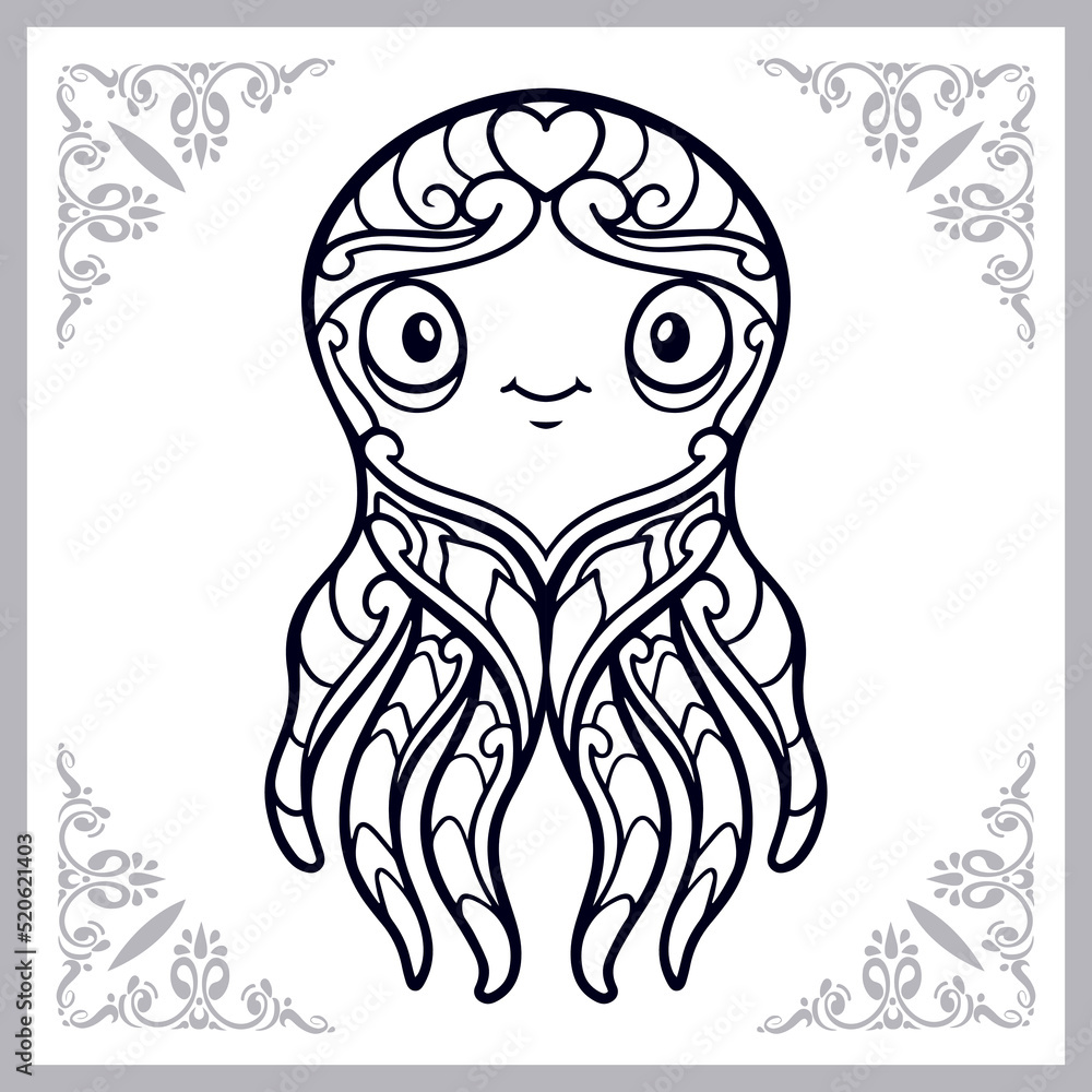 Kraken octopus zentangle arts isolated on white background. Kraken octopus zentangle arts isolated on white background.