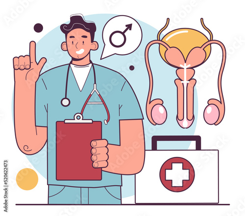 Urologist examines male genitourinary system. Diagnosis of prostatitis