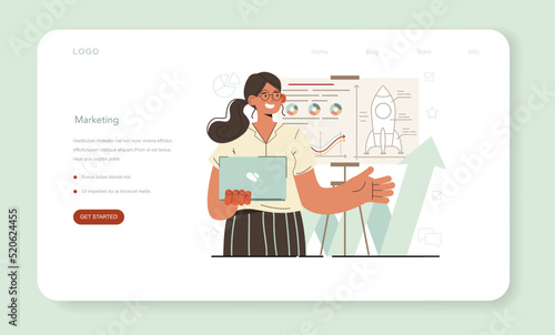 Marketer web banner or landing page. Brand or product launching