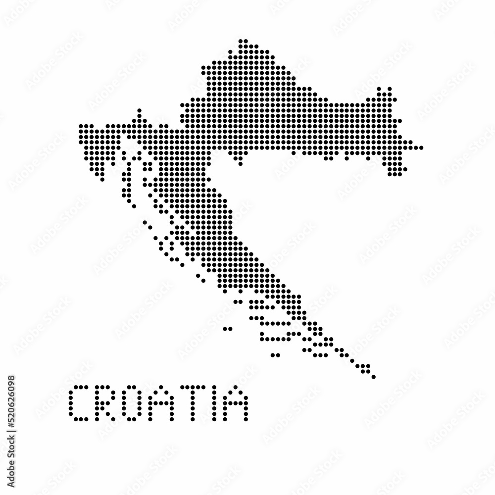Croatia map with grunge texture in dot style. Abstract vector illustration of a country map with halftone effect for infographic. 