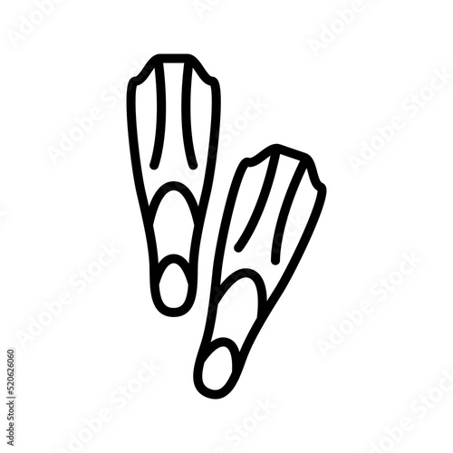 Swimming fins. Flippers icon. Diving gear. Pictogram isolated on a white background.