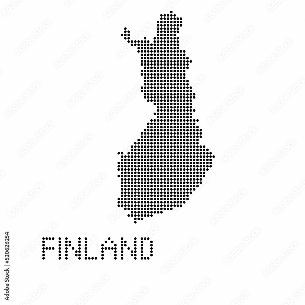 Finland map with grunge texture in dot style. Abstract vector illustration of a country map with halftone effect for infographic. 