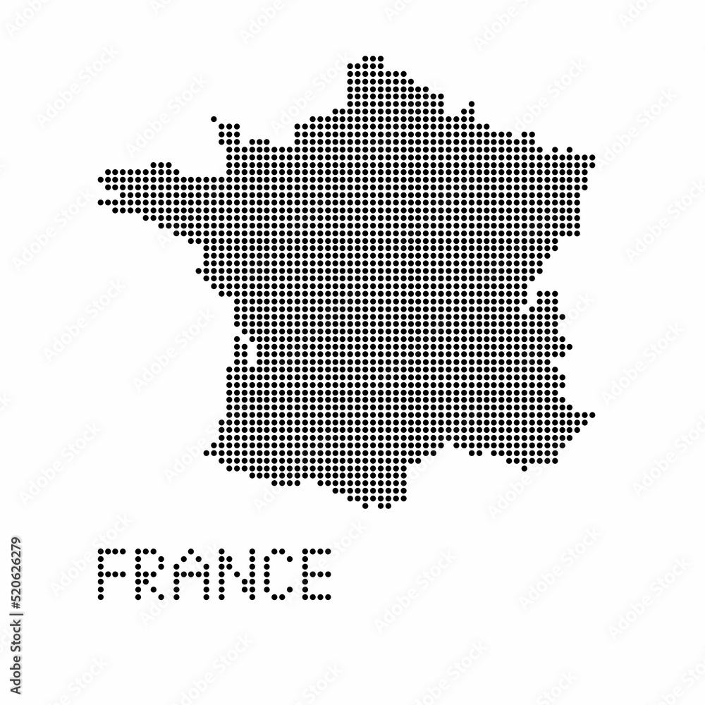 France map with grunge texture in dot style. Abstract vector illustration of a country map with halftone effect for infographic. 