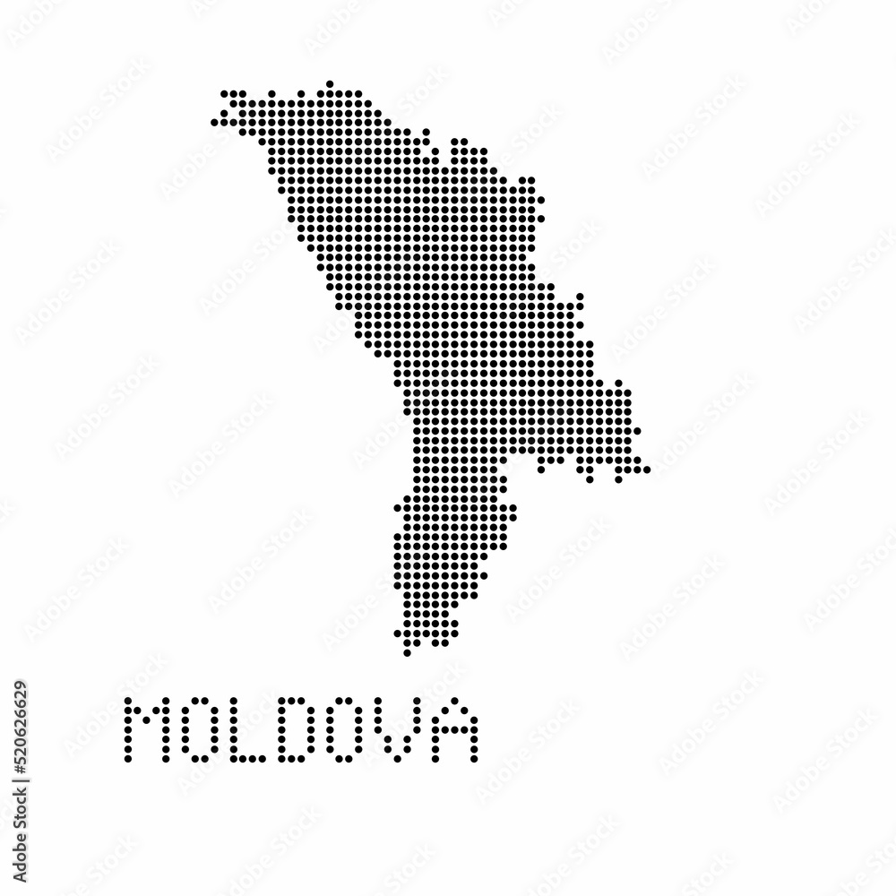 Moldova map with grunge texture in dot style. Abstract vector illustration of a country map with halftone effect for infographic. 