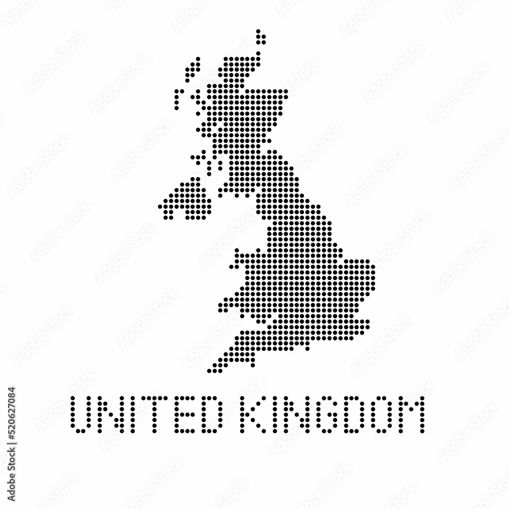 United Kingdom map with grunge texture in dot style. Abstract vector illustration of a country map with halftone effect for infographic. 