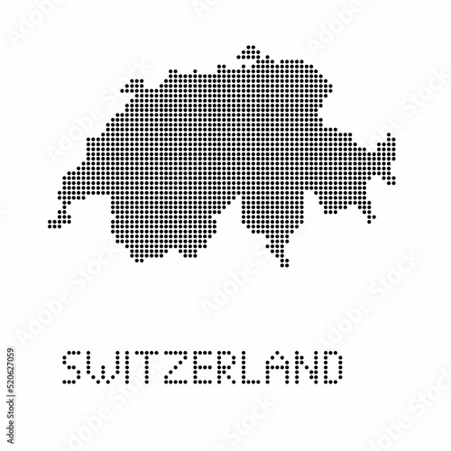 Switezerland map with grunge texture in dot style. Abstract vector illustration of a country map with halftone effect for infographic. 
