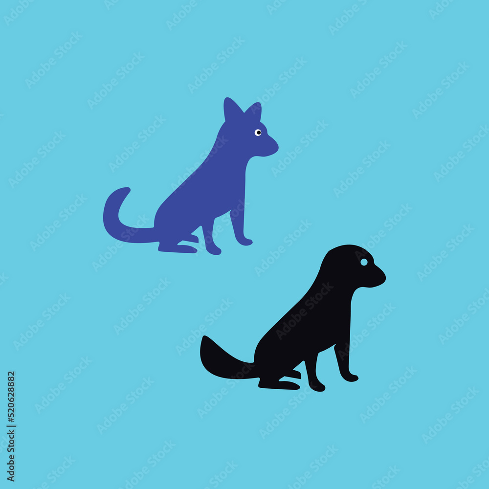 Blue and black dog vector logo 