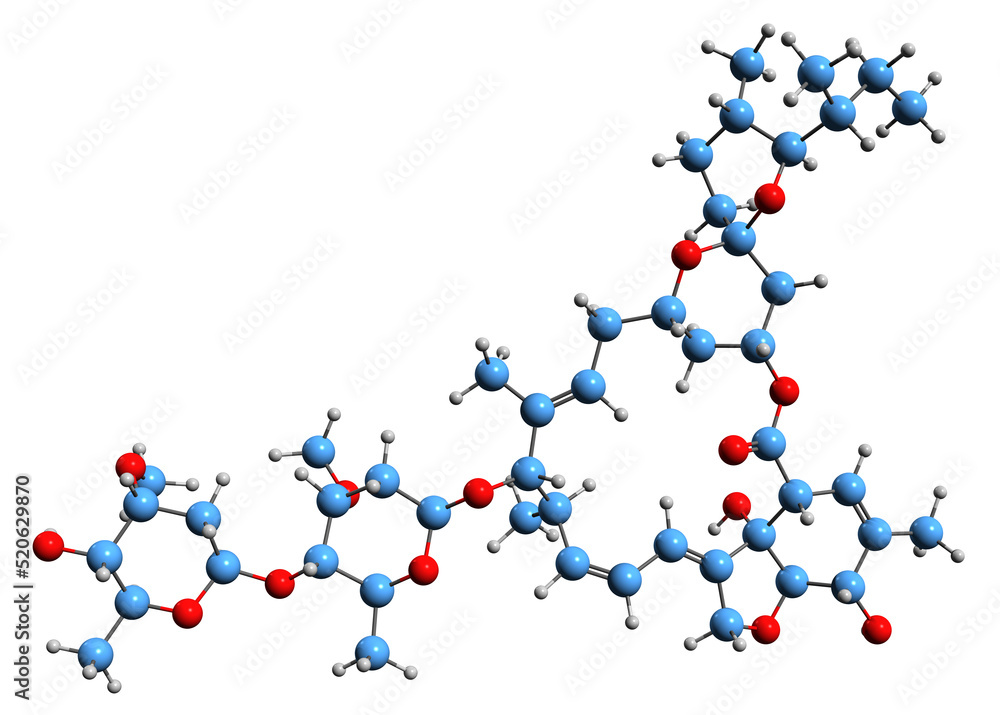 3D image of Ivermectin skeletal formula molecular chemical structure