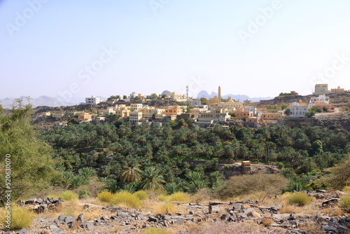 View of mountain village Misfat Al Abriyeen in Sultanate of Oman