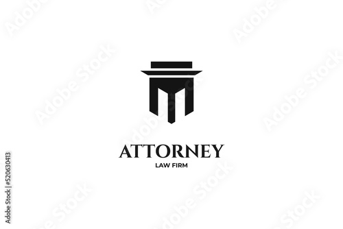 Greek M column pillar vector logo design illustration idea