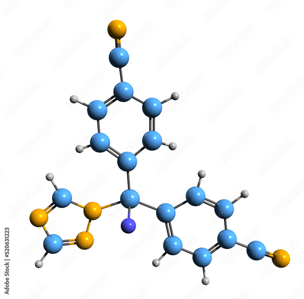 3D image of Leflutrozole skeletal formula - molecular chemical structure of aromatase inhibitor isolated on white background
3D image of Leflutrozole skeletal formula - molecular chemical structure of aromatase inhibitor isolated on white background