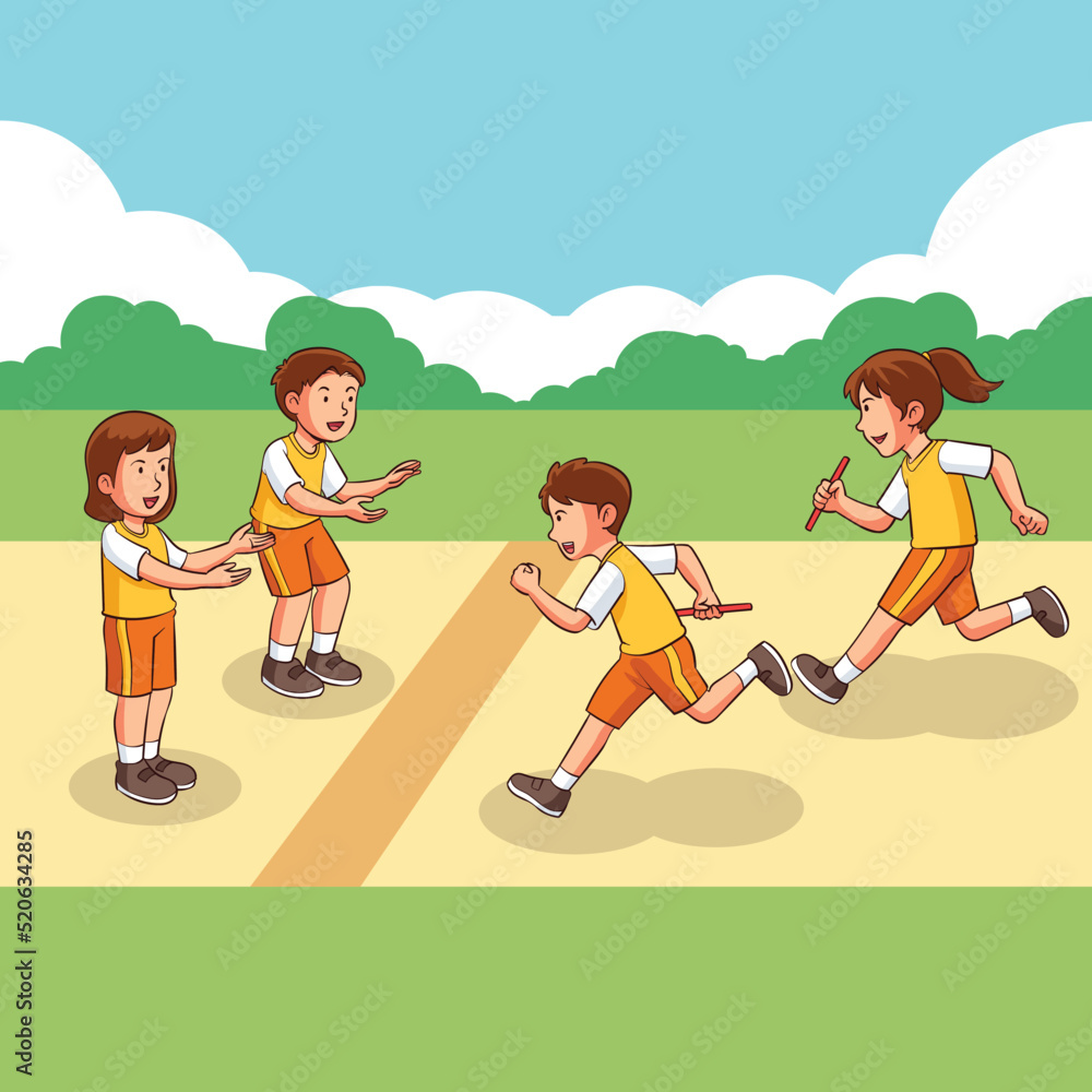 Relay Race Kids Vector Illustration Stock Vector Adobe Stock relay-race-kids-vector-illustration-stock-vector-adobe-stock